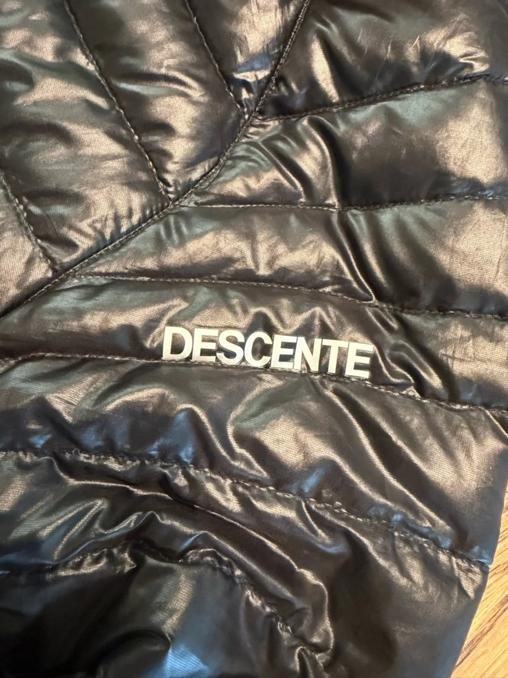 Descente Black Puffer Jacket with Yellow Zip Accents - Picture 9 of 12